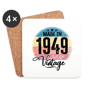 Millésime fabriqué en 1949 Année de naissance 1949 Anniversaire - Dessous de verre (lot de 4) - blanc - Devant