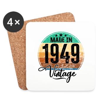 Millésime fabriqué en 1949 Année de naissance 1949 Anniversaire - Dessous de verre (lot de 4) - blanc - Devant