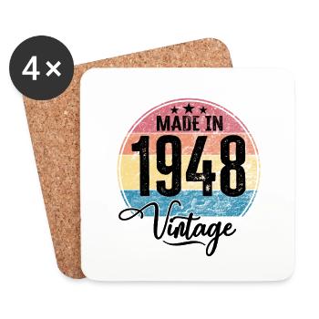 Millésime fabriqué en 1948 Année de naissance 1948 Anniversaire - Dessous de verre (lot de 4) - blanc - Devant