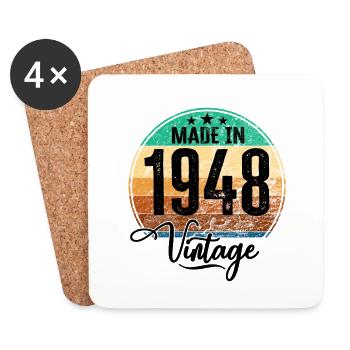 Millésime fabriqué en 1948 Année de naissance 1948 Anniversaire - Dessous de verre (lot de 4) - blanc - Devant