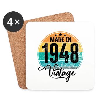 Millésime fabriqué en 1948 Année de naissance 1948 Anniversaire - Dessous de verre (lot de 4) - blanc - Devant