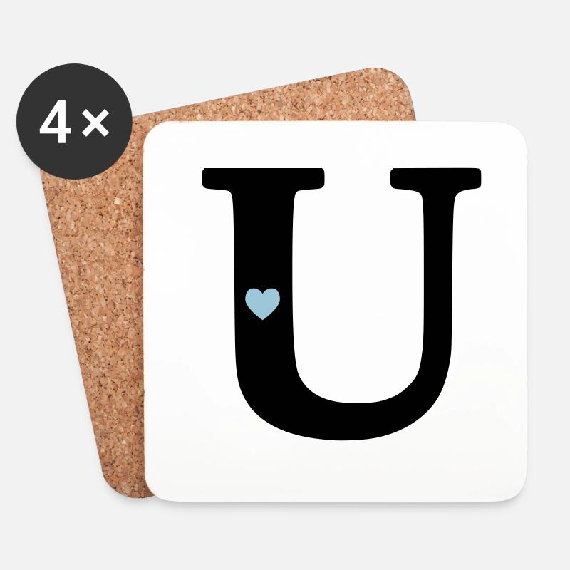 Buchstabe U Anfangsbuchstabe - Untersetzer (4er-Set) - Weiß
