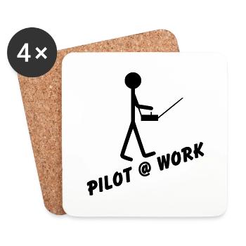 Pilot @ Work - Untersetzer (4er-Set) - Weiß - Vorne