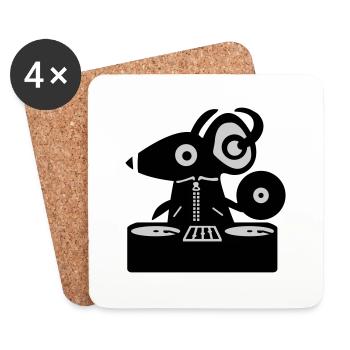 DJ Mouse - Rat - Dessous de verre (lot de 4) - blanc - Devant