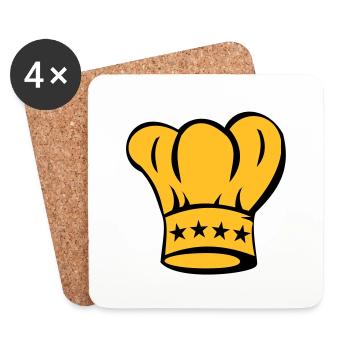 Star Chef - Cuisinier - cuire - chapeau de chef - Dessous de verre (lot de 4) - blanc - Devant