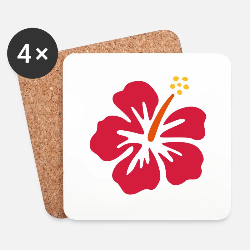 Hibiscus - Untersetzer (4er-Set) - Weiß