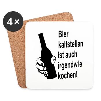 bier kaltstellen humor - Untersetzer (4er-Set) - Weiß - Vorne
