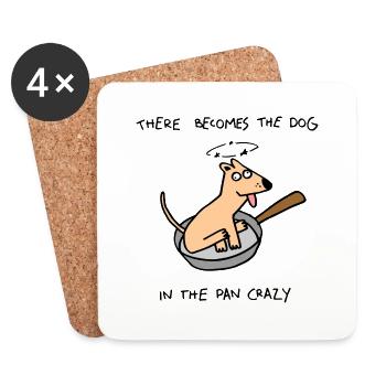 Verrückter Hund - Untersetzer (4er-Set) - Weiß - Vorne