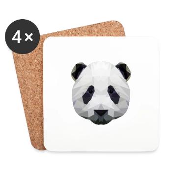 Low Poly Panda - Untersetzer (4er-Set) - Weiß - Vorne