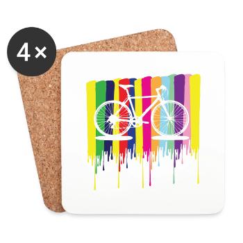 rainbow colors bicycle - Coasters (set of 4) - white - Front