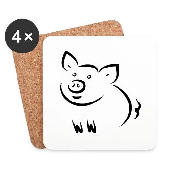 Schwein gehabt oder auch tierische Glück haben. - Untersetzer (4er-Set) - Weiß - Vorne