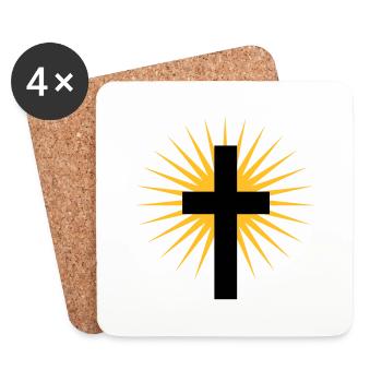 Kreuz - Untersetzer (4er-Set) - Weiß - Vorne