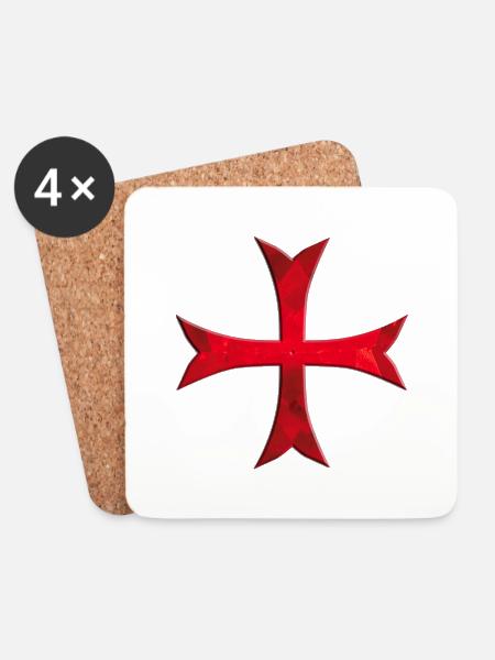 Templar Cross simply red - Coasters (set of 4) - white