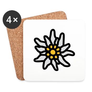 T-Shirt "Edelweiss" for , Dirndl, - Coasters (set of 4) - white - Front