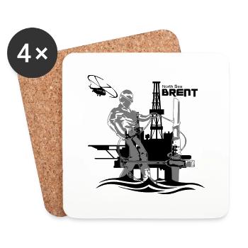 Oil Rig Brent Oil Field North Sea Aberdeen - Coasters (set of 4) - white - Front