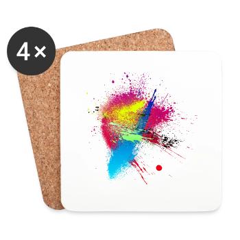 Design Abstrait Peinture - Dessous de verre (lot de 4) - blanc - Devant