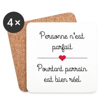 parrain - Dessous de verre (lot de 4) - blanc - Devant
