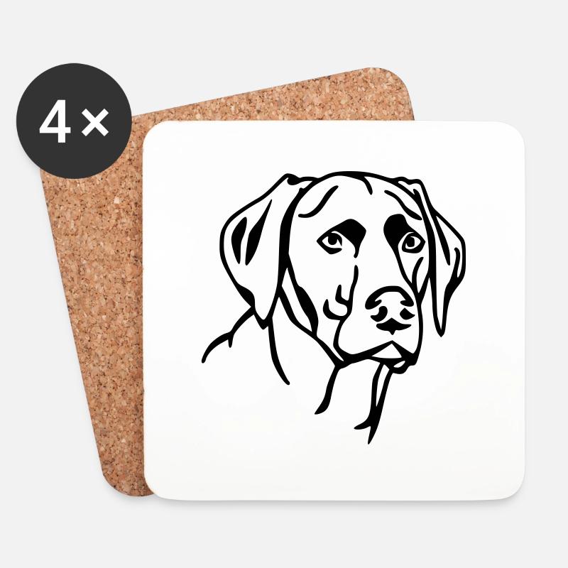 Labrador 2 - Untersetzer (4er-Set) - Weiß