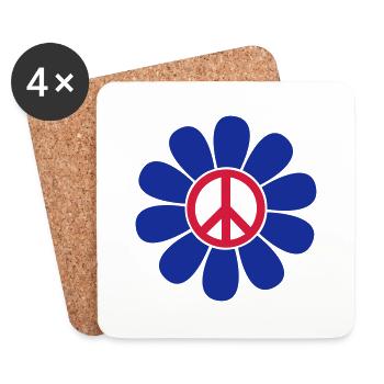Peace Blume Flower Power Peace Symbol Zeichen - Untersetzer (4er-Set) - Weiß - Vorne