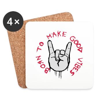 good vibes (metalhand) - Dessous de verre (lot de 4) - blanc - Devant