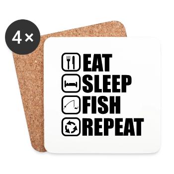 EAT SLEEP FISH - Coasters (set of 4) - white - Front