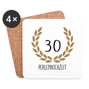Hochzeitstag 30 - Untersetzer (4er-Set) - Weiß - Vorne