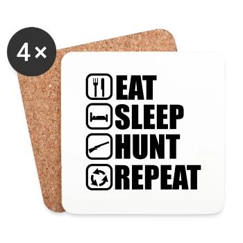 EAT SLEEP HUNT, Hunter, Hunting - Coasters (set of 4) - white - Front