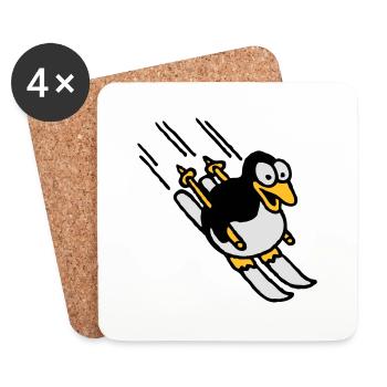 pinguin_ski_022011_e_3c - Coasters (set of 4) - white - Front