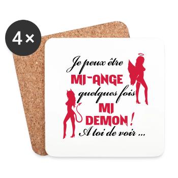 Mi-ange Mi-demon - Dessous de verre (lot de 4) - blanc - Devant