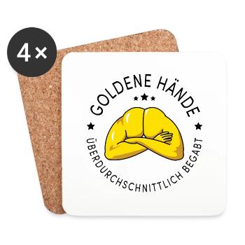 Goldene Haende - Untersetzer (4er-Set) - Weiß - Vorne