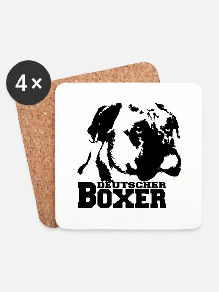 Deutscher Boxer - Untersetzer (4er-Set) - Weiß