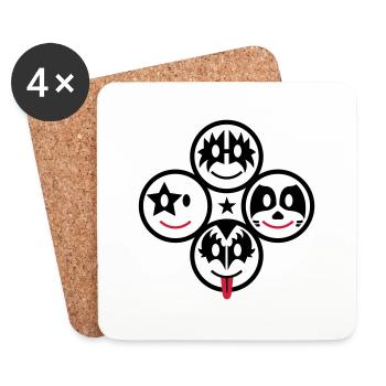Smiley Kiss Icons (quadratisch) 3c - Coasters (set of 4) - white - Front