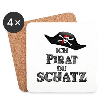 Ich Pirat Du Schatz - - Untersetzer (4er-Set) - Weiß - Vorne