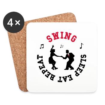 Swing - Eat - Sleep - Repeat - Dessous de verre (lot de 4) - blanc - Devant