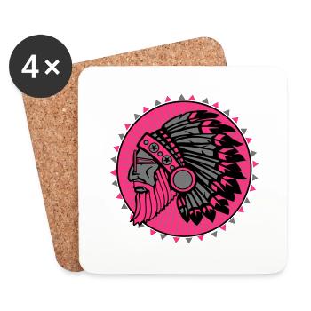 Beard indian - Coasters (set of 4) - white - Front