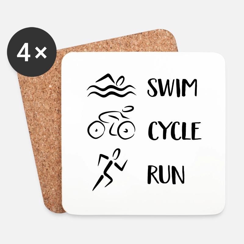 Triathlon - Sottobicchieri (set da 4 pezzi) - bianco