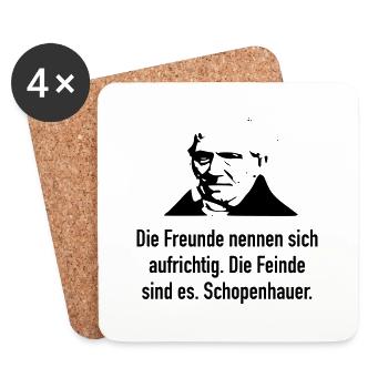 Schopenhauer: Die Freunde nennen sich aufrichtig. - Untersetzer (4er-Set) - Weiß - Vorne