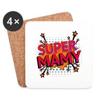 Super mamy BD - Dessous de verre (lot de 4) - blanc - Devant