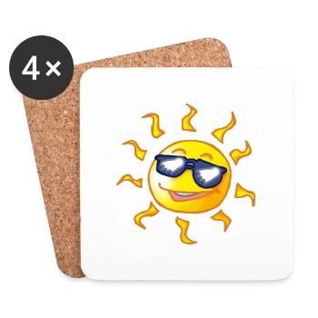 Coole Comic Sonne - Untersetzer (4er-Set) - Weiß - Vorne