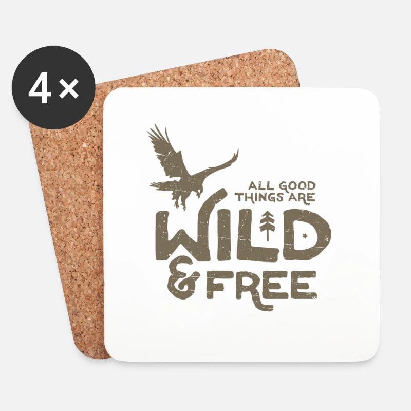 Wild and Free - Untersetzer (4er-Set) - Weiß