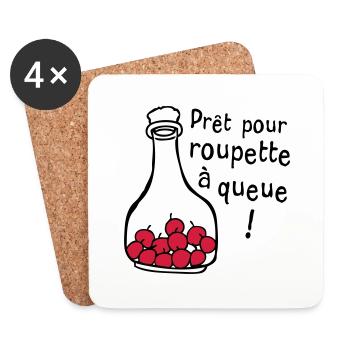 roupette queue alcool humour - Dessous de verre (lot de 4) - blanc - Devant