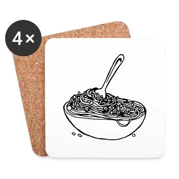 Nudelteller vegetarisch, Koch, Köchin - Untersetzer (4er-Set) - Weiß - Vorne