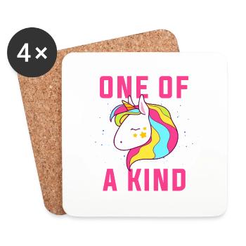 Einzigartig. Sei einzigartig.Einhorn Magische Geschenke - Untersetzer (4er-Set) - Weiß - Vorne