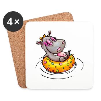 hippo with float - Untersetzer (4er-Set) - Weiß - Vorne
