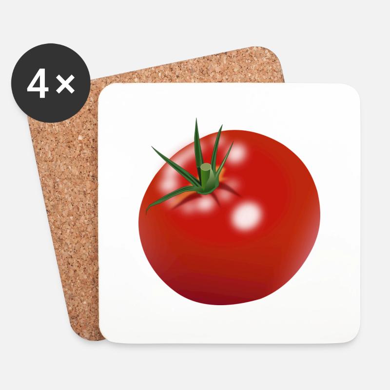 Red tomato - Coasters (set of 4) - white