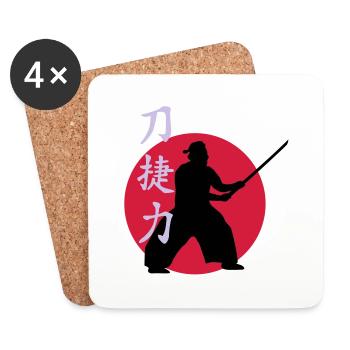 samurai_strength_victory_sword_3c - Untersetzer (4er-Set) - Weiß - Vorne