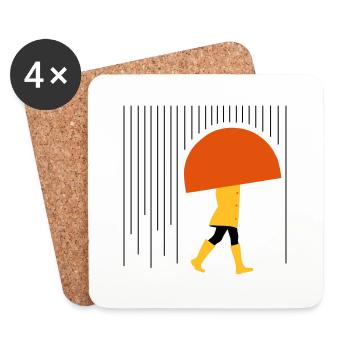Homme sous la pluie - minime - Dessous de verre (lot de 4) - blanc - Devant