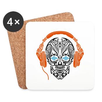 Crâne Casque - Dessous de verre (lot de 4) - blanc - Devant