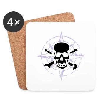 windrose_skull_02_a_2c - Untersetzer (4er-Set) - Weiß - Vorne