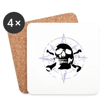 windrose_skull_02_d_3c - Untersetzer (4er-Set) - Weiß - Vorne